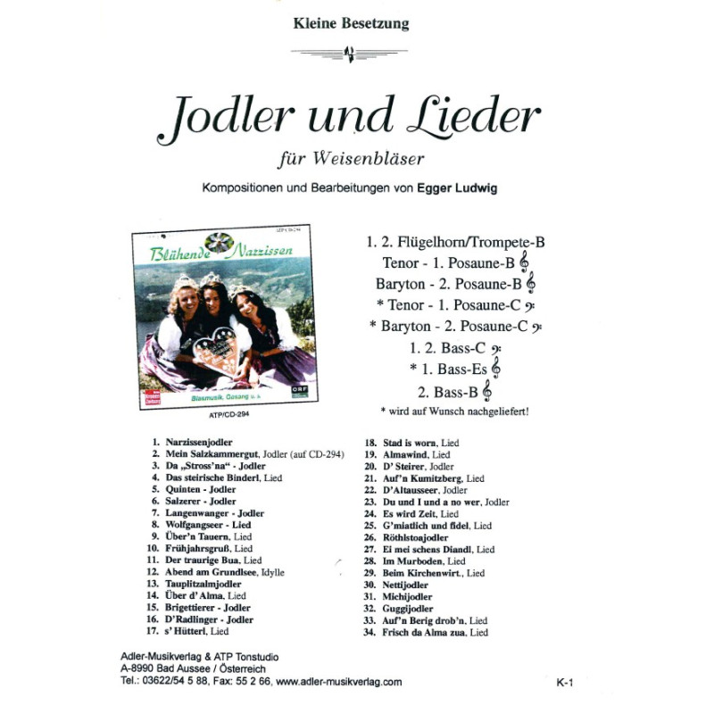 Jodler und Lieder für Weisenbläser